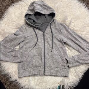Prana Women's Heather Gray Herringbone Unity Jacket Full Zip Cropped Hoodie XS